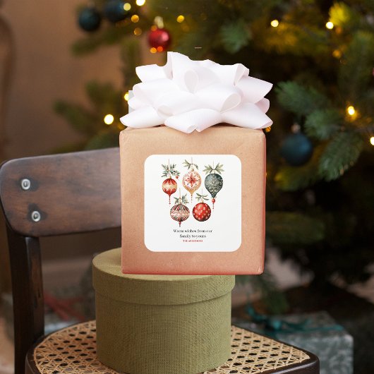  Waterverf kerstversiering Vierkante Sticker