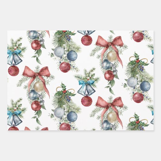Waterverf kerstversieringen Elegante vakantie Inpakpapier Vel (Voorkant)