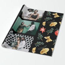 Waterverf kerstversieringen Foto Collage Black