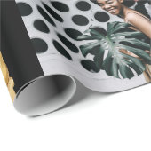 Waterverf kerstversieringen Foto Collage Black Cadeaupapier (Rol Hoek)