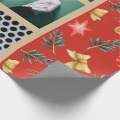 Waterverf kerstversieringen Foto Collage Red Cadeaupapier (Hoek)