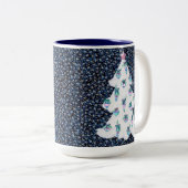 Waterverf kerstversieringen op White Tree Dark Tweekleurige Koffiemok (Voorkant rechts)