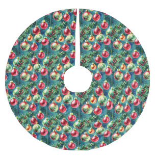 Waterverf kerstversieringen, rood en Blauwgroen gr Kerstboom Rok