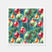 Waterverf kerstversieringen, rood en Blauwgroen gr Servet (Voorkant)