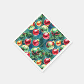 Waterverf kerstversieringen, rood en Blauwgroen gr Servet (Hoek)