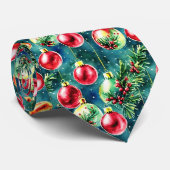 Waterverf kerstversieringen, rood en Blauwgroen gr Stropdas (Opgerold)