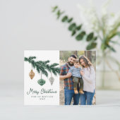 Waterverf kerstversieringsfoto feestdagenkaart (Staand voorkant)