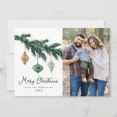 Waterverf kerstversieringsfoto feestdagenkaart (Voorkant)