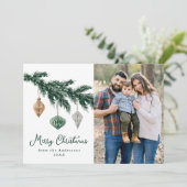 Waterverf kerstversieringsfoto feestdagenkaart (Staand voorkant)