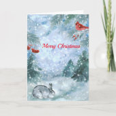 Waterverf kerstvioolkonijnenlandschap feestdagen kaart (Voorkant)