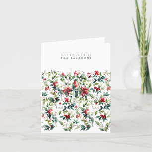 Waterverf Kerstvogel en Botanicals   Foto Feestdagen Kaart