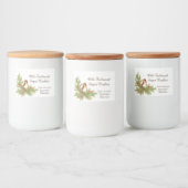 Waterverf Kerstvogel Holly Berries Pine Voedselcontainer Etiket (Flessen)