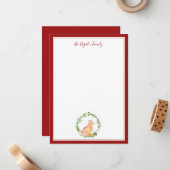 Waterverf Kerstvos Persoonlijke Briefpapier Notitiekaartje (Voorkant / Achterkant in situ)