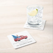  WATERVERF KERSTWAGEN GEPERSONALISEERD KARTONNEN ONDERZETTERS (Insitu)