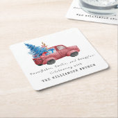  WATERVERF KERSTWAGEN GEPERSONALISEERD KARTONNEN ONDERZETTERS (Schuin)