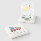  WATERVERF KERSTWAGEN GEPERSONALISEERD STENEN ONDERZETTER (Zijkant)