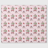 Waterverf kerstweg Tabak Chic Red Retro Cadeaupapier (Vlak)