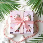 Waterverf kerstweg Tabak Chic Red Retro Cadeaupapier