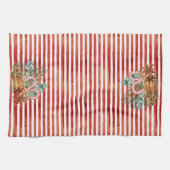 Waterverf kerstwijn met snoepriet theedoek (Horizontaal)