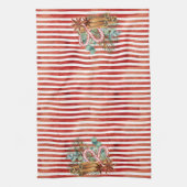 Waterverf kerstwijn met snoepriet theedoek (Verticaal)