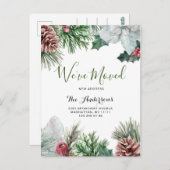 Waterverf kerstwinter bewegende aankondiging briefkaart (Voorkant / Achterkant)