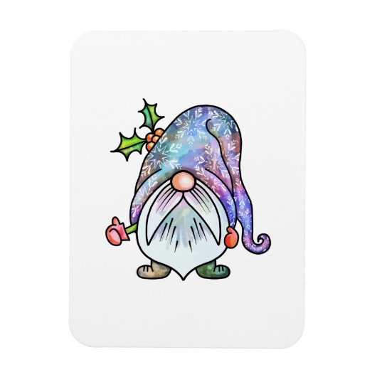 Waterverf Kerstwinter Garden Gnome Magneet (Verticaal)