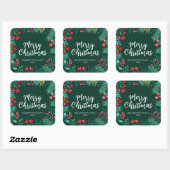 Waterverf Kerstwinter krans met Holly Vierkante Sticker (Vel)