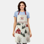 Waterverf Kerstwinter Monogrammed Schort (Gedragen)