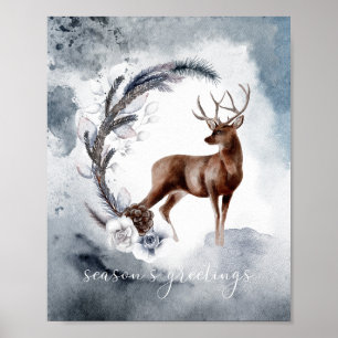 Waterverf kerstwinter - Ontkoppeling Poster