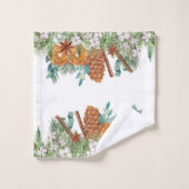 Waterverf kerstwinter Oranje Pine Bad Handdoek (Wasdoekje)