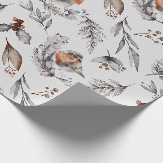 Waterverf kerstwinter Robin Cadeaupapier (Hoek)