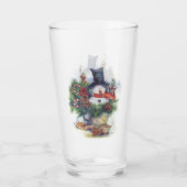 Waterverf kerstwinter sneeuwboomtak Ne Glas (Voorkant)