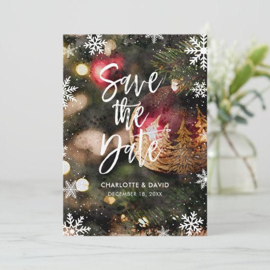 Waterverf Kerstwinter sparen de Datum Kaarten (Staand voorkant)