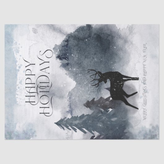 Waterverf kerstwinter tissuepapier (Voorkant)