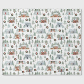 Waterverf kerstwinterdorp — Wapenpapier Cadeaupapier (Vlak)