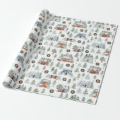 Waterverf kerstwinterdorp — Wapenpapier Cadeaupapier (Uitgerold)