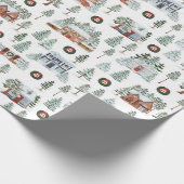 Waterverf kerstwinterdorp — Wapenpapier Cadeaupapier (Hoek)
