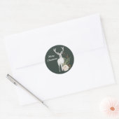 Waterverf kerstwitte deer Floral Ronde Sticker (Envelop)