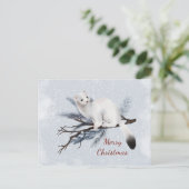 Waterverf kerstwitte ermine Pine Feestdagenkaart (Staand voorkant)