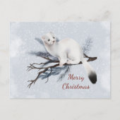 Waterverf kerstwitte ermine Pine Feestdagenkaart (Voorkant)