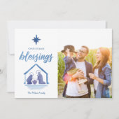 Waterverf kerstzegeningen Nativiteit 2-foto's Feestdagenkaart (Voorkant)