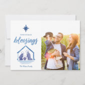 Waterverf kerstzegeningen Nativiteit Foto Feestdagenkaart (Voorkant)