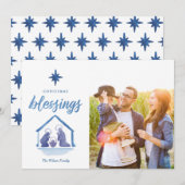 Waterverf kerstzegeningen Nativiteit Foto Feestdagenkaart (Voorkant / Achterkant)