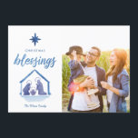 Waterverf kerstzegeningen Nativiteit Foto Feestdagenkaart<br><div class="desc">Een moderne religieuze vakantiefoto met een handbeschilderde waterverf en een ster. Kies een vorm met een doorgesneden vorm of getextureerd papier voor een extra luxueuze aanraking. Bekijk onze winkel voor meer stukken in dit ontwerp!</div>