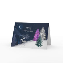 Waterverf kerstzilverkleurige donkerroze boom