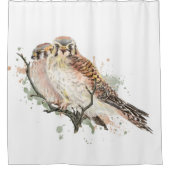 Waterverf Kestrel Falcon Bird Wildlife Art Douchegordijn (Voorkant)