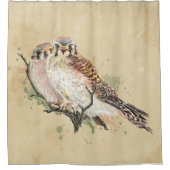 Waterverf Kestrel Falcon Bird Wildlife Art Douchegordijn (Voorkant)