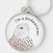 Waterverf Kestrel Ik ben een vogelkijker Sleutelhanger (Voorkant)