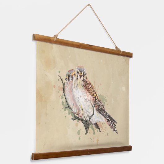 Waterverf Kestrel Sparrow Hawk Falcon Bird Hangend Wandkleed (Gebogen)