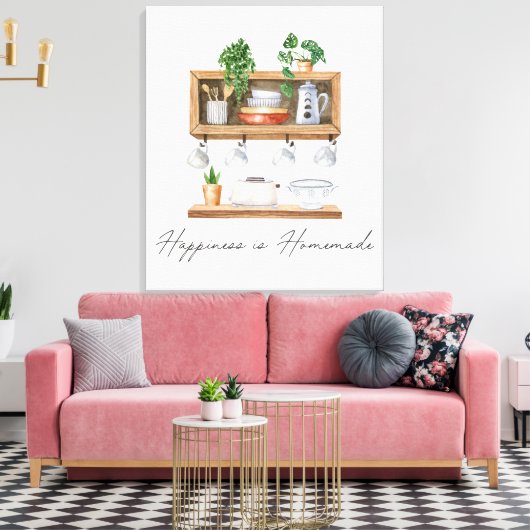 Waterverf Keuken Boho Cooking Quote Canvas Afdruk (Insitu (Woonkamer))